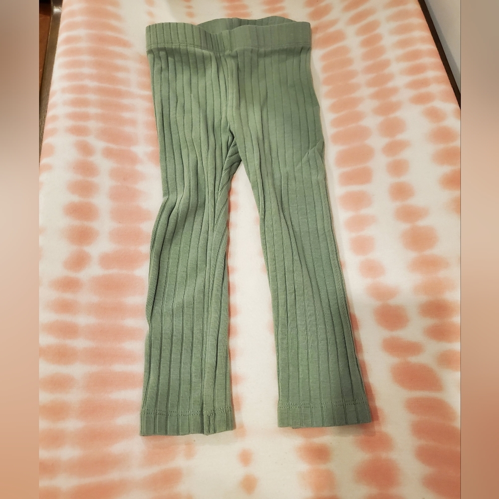 Kate Quinn 2t Sage Ribbed Kids Leggings